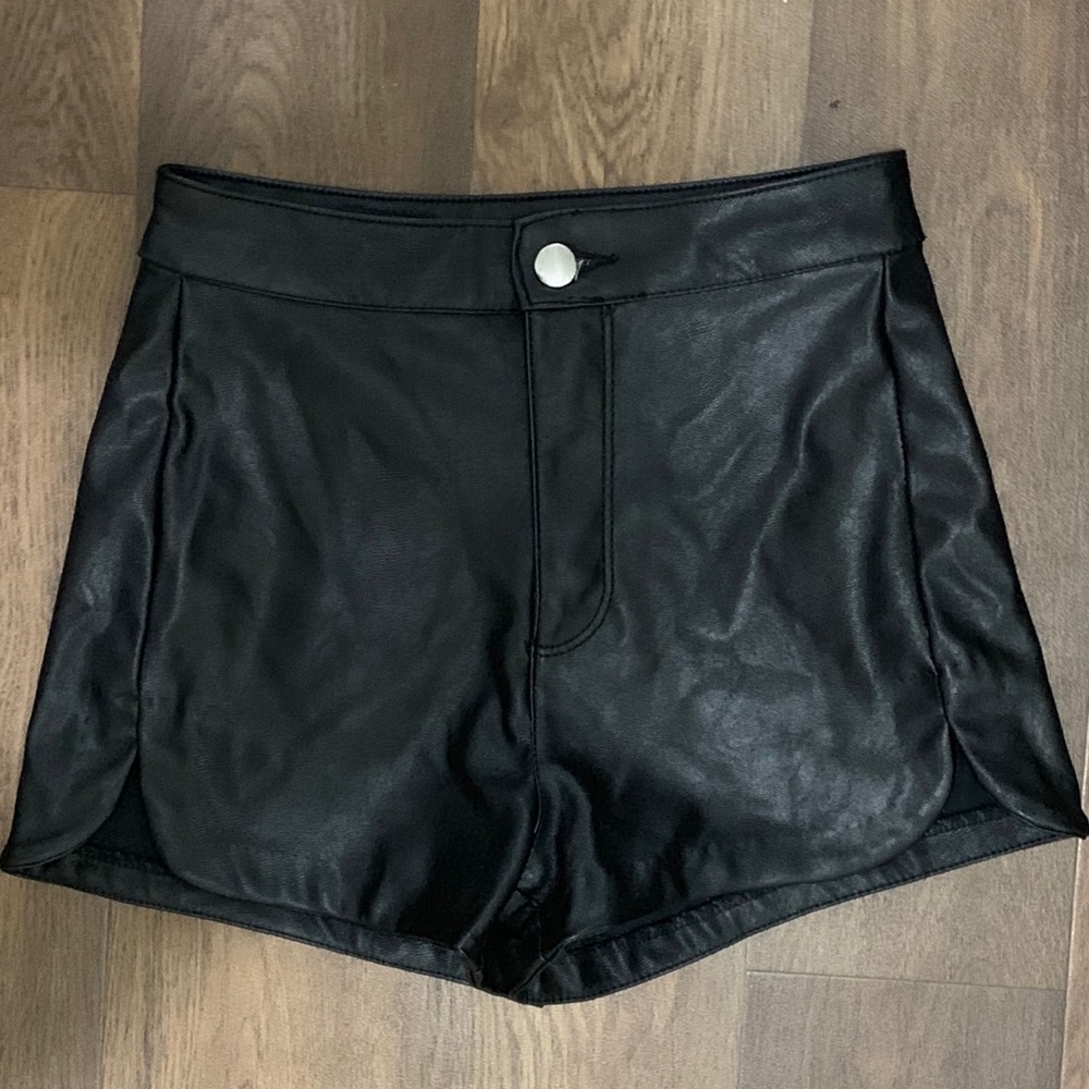 Leather high waisted short shorts